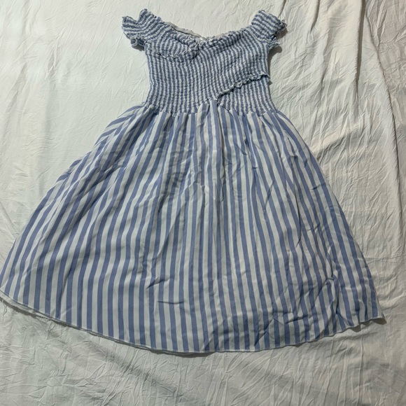 Beachsissi Dresses & Skirts - Blue and White Striped Summer Dress Size Medium Seersucker Top